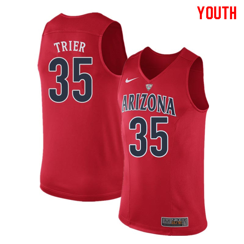 Youth Arizona Wildcats #35 Allonzo Trier College Basketball Jerseys Sale-Red